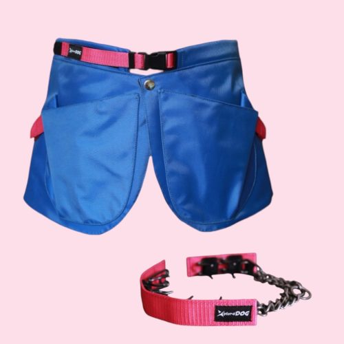 Kék- pink tréning szoknya, nyakörv szett